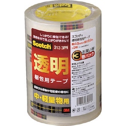 OPP Tape - for Clear Packing-Use, Adhesive, Medium/Light Item Use, Clear, 3-Roll, Scotch, 313 Series 313D-1PN